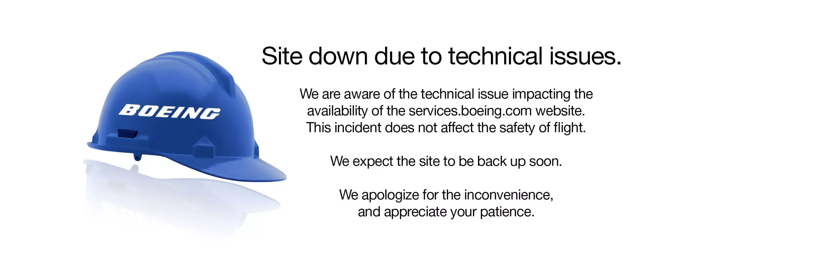 Status Page de Boeing au 03/11/2023