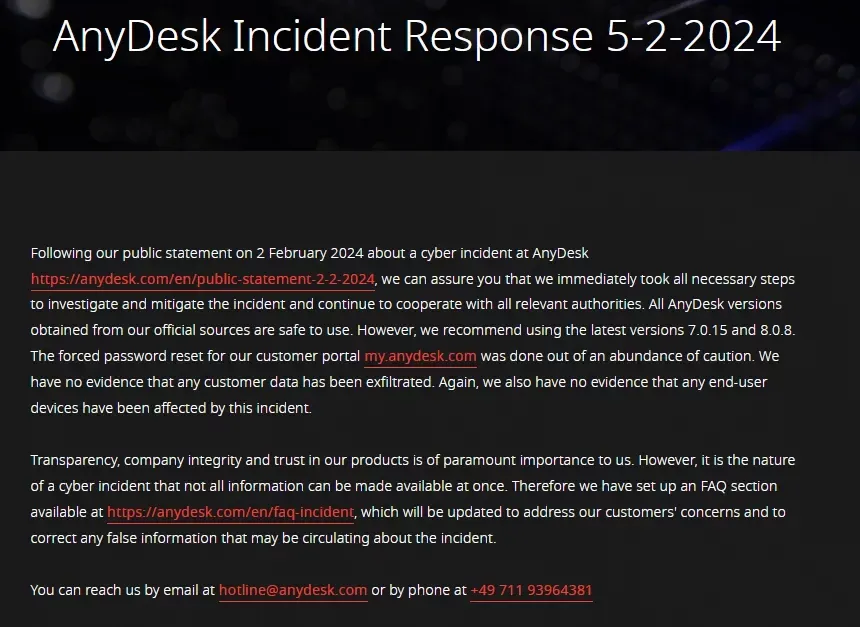 Exemple d'incident